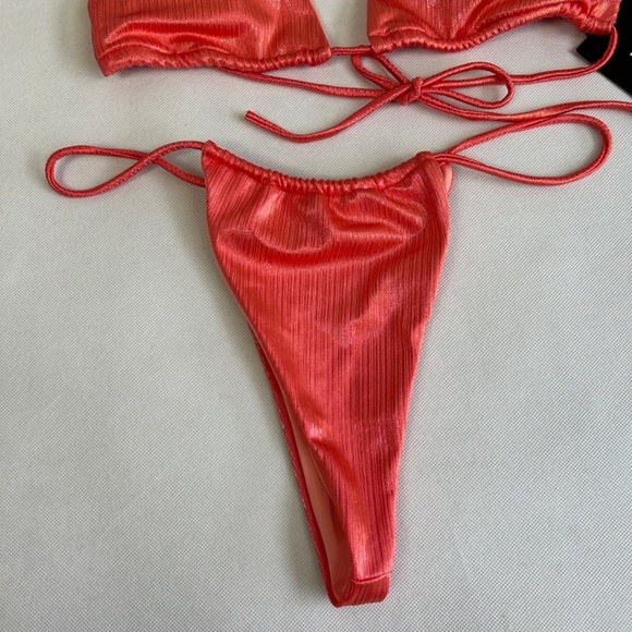 Icon Swim size XL cool off bikini two piece hot pink tie closure adjustable NEW - Picture 5 of 12